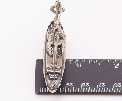 925 Sterling Silver  Vintage Shiny Tug Boat Motif Table Trinket  TR2751