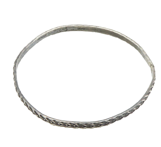 925 Sterling Silver  Vintage Oxidized Wheat Pattern Bangle Bracelet  BT7750