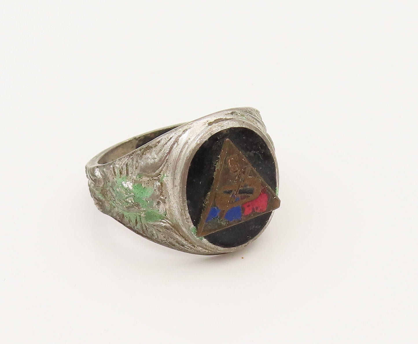 925 Sterling Silver Vintage Antique Black Onyx Eagle Signet Ring Sz 10 RG26426