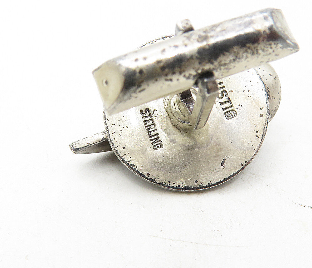 LUSTIG 925 Sterling Silver  Vintage Modernist Oxidized Cufflinks  TR1583