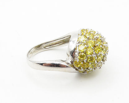 925 Sterling Silver  Yellow Cubic Zirconia Dome Cocktail Ring Sz 6  RG10133