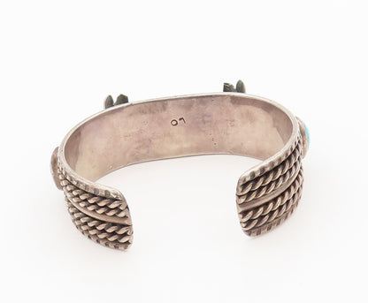 NAVAJO ZUNI 925 Silver  Vintage Antique Heavy Turquoise Cuff Watch  TR3646