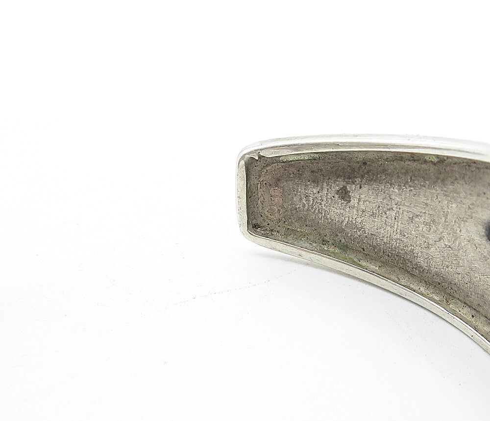 925 Sterling Silver  Vintage Lightening Bolt Cutout Shiny Cuff Bracelet BT1578