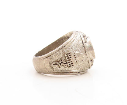 925 Sterling Silver Vintage Ring Dark Tone Allah Etched In Urdu  Sz 7.5  RG31549