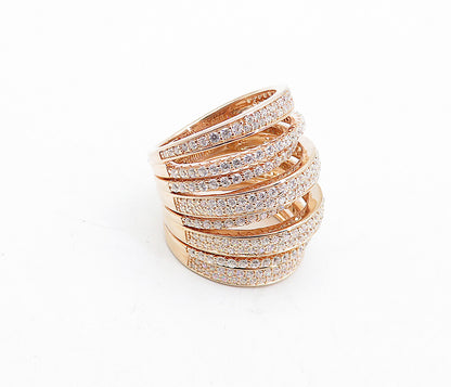 925 Sterling Silver  Cubic Zirconia Rose Gold Plated Band Ring Sz 7.5  RG4540