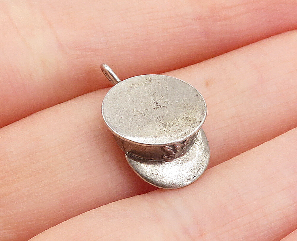 925 Sterling Silver  Vintage Petite Old Fashioned Police Hat Pendant  PT2866