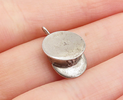 925 Sterling Silver  Vintage Petite Old Fashioned Police Hat Pendant  PT2866