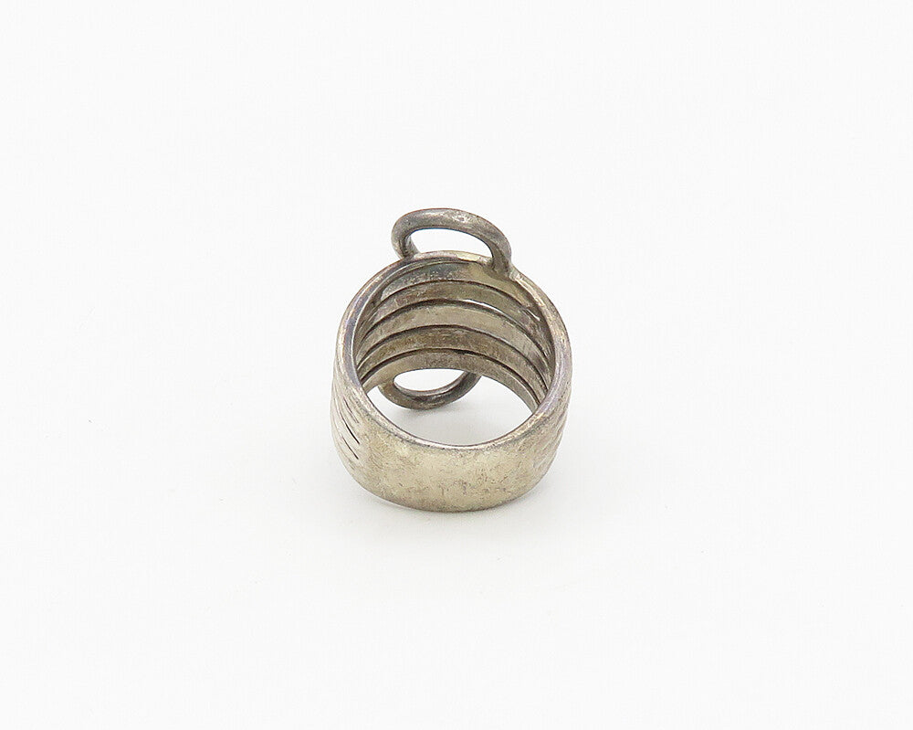 925 Sterling Silver  Vintage Dark Tone Swirl Split Band Ring Sz 6  RG18496