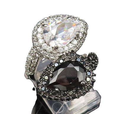 925 Silver  Vintage Sparkly Cubic Zirconia & Spinel Bypass Ring Sz 7  RG25794