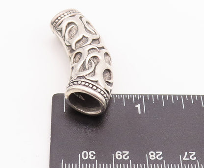 925 Sterling Silver Vintage Pendant Solid Cutout Swirly Sun Rays Or Fire PT23219