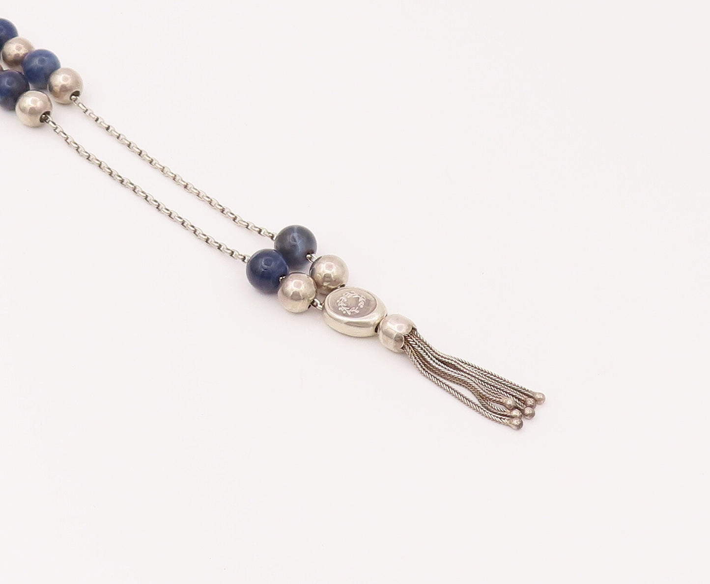 ATHOC 925 Sterling Silver  Vintage Greek Blue Gemstone Beaded Bracelet  TR3505