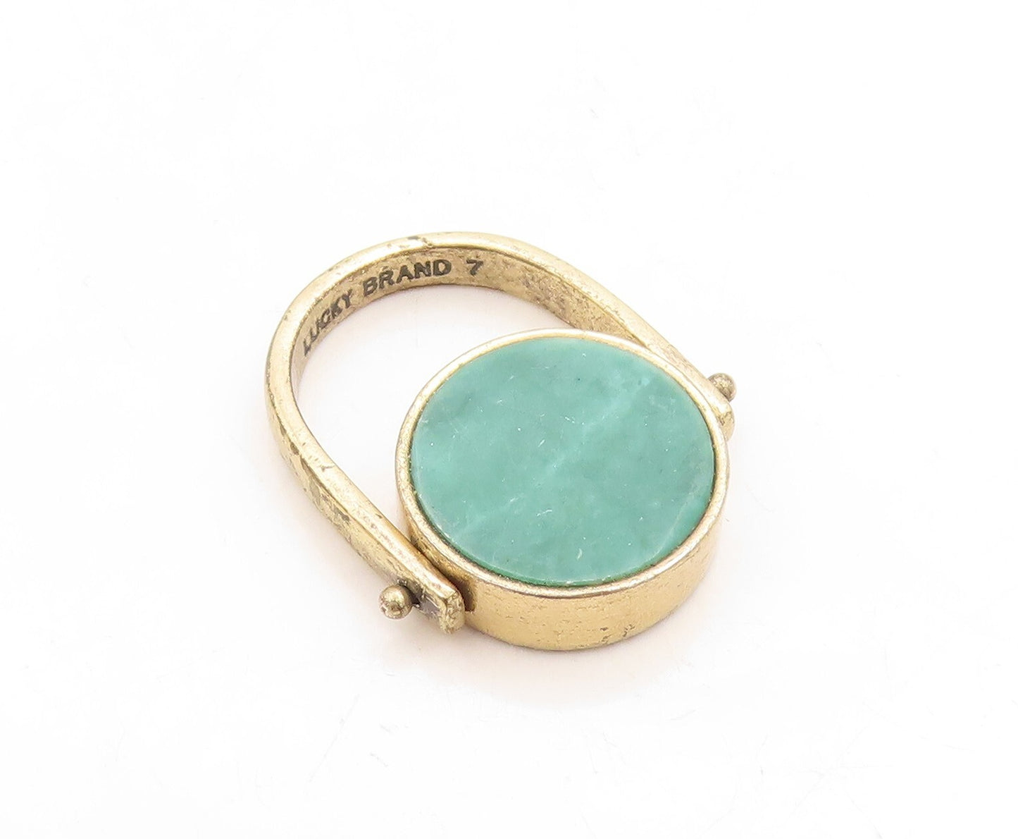 925 Sterling Silver Vintage Ring Gold Plated Double Sided Gemstone Sz 8  RG31256