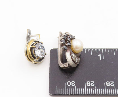 925 Sterling Silver Vintage Earrings Multi Gemstone Designer Single Lot  EG14308