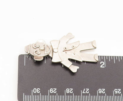 925 Sterling Silver  Vintage Cutout Carved Joker Solid Pendant  PT22233