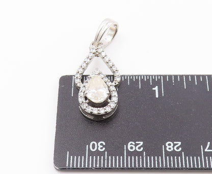 925 Sterling Silver  Vintage Quartz & Topaz Pear Shape Drop Pendant  PT20303