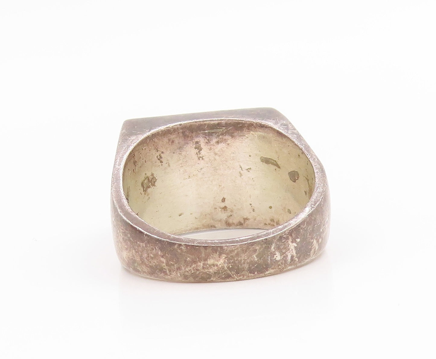 925 Sterling Silver Vintage Ring MEXICO Green Gemstone Signet  Sz 10.5  RG35782