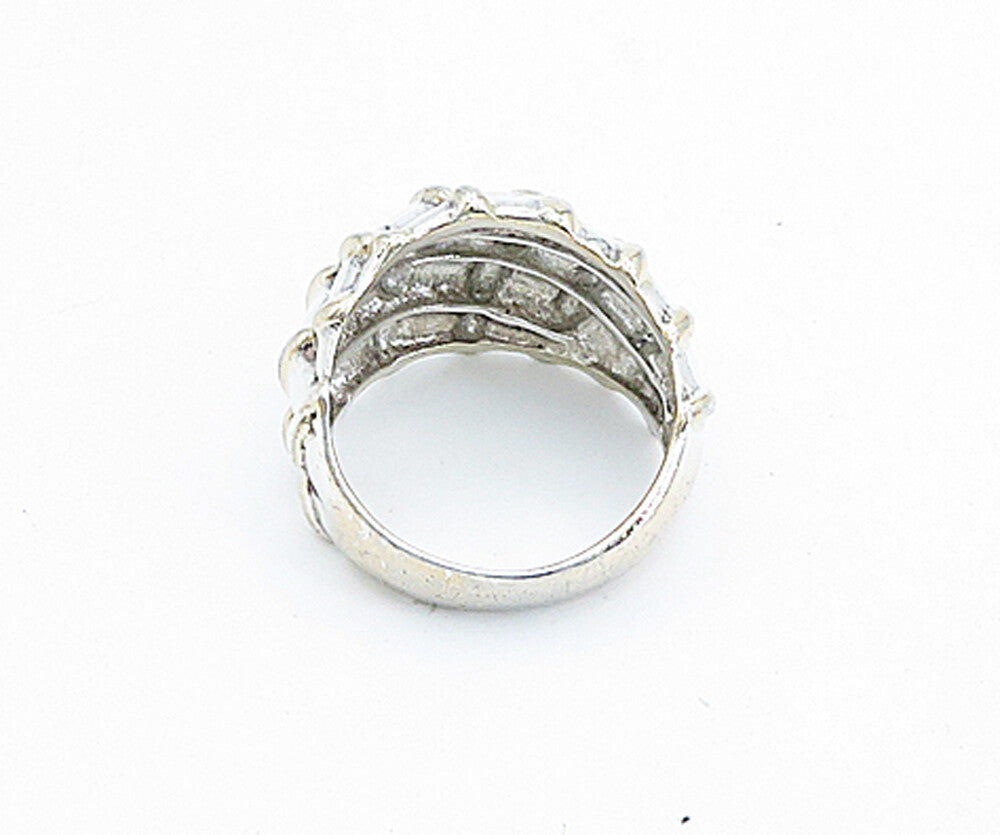 925 Sterling Silver  Vintage Polished Bamboo Dome Band Ring Sz 8  RG5813
