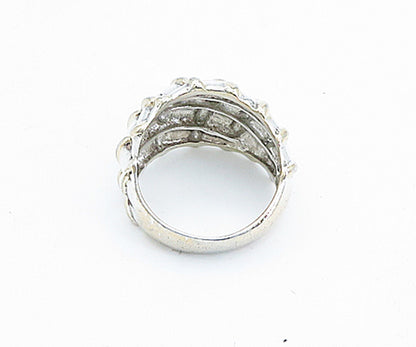 925 Sterling Silver  Vintage Polished Bamboo Dome Band Ring Sz 8  RG5813