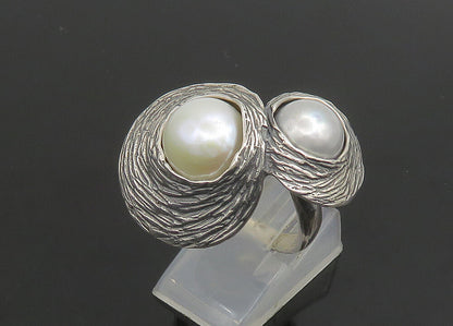 ISRAEL HAGIT GORALI 925 Silver  Vintage Pearls Cocktail Ring Sz 7  RG23457