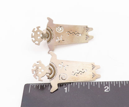 925 Sterling Silver Vintage Earrings NAVAJO ZUNI Cutout Dancing Boy EG13182