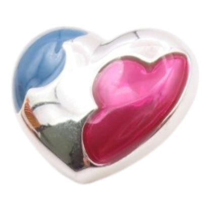 925 Sterling Silver  Vintage Shiny Enamel Love Heart Slide Pendant  PT16716