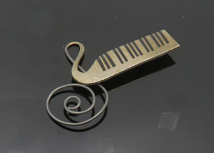 MEXICO 925 Sterling Silver Vintage Black Onyx Piano Keyboard Brooch Pin BP7960