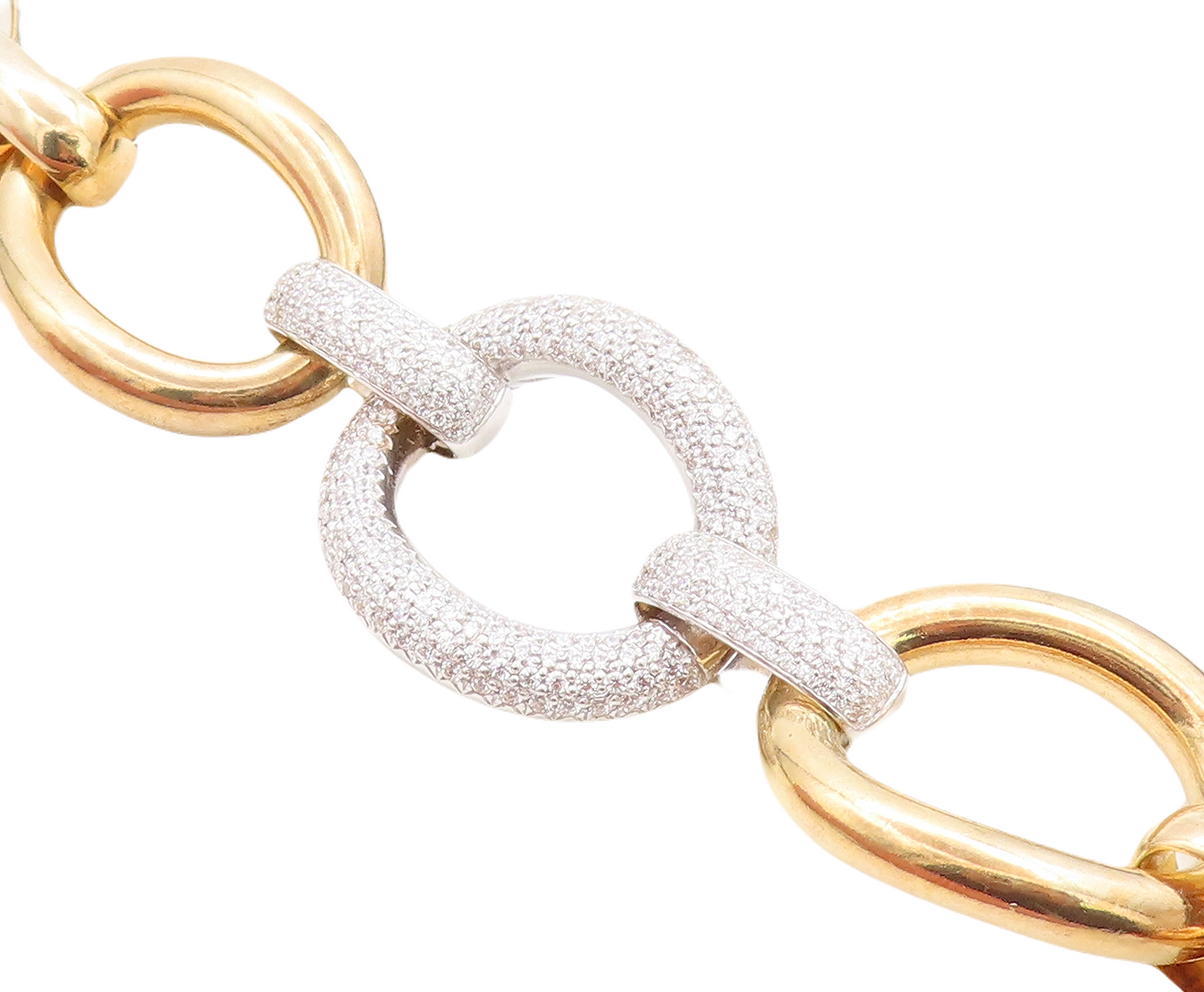 925 Sterling Silver Cubic Zirconia Two Tone Large Chain Bracelet BT2167