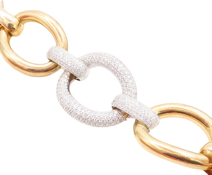 925 Sterling Silver Cubic Zirconia Two Tone Large Chain Bracelet BT2167