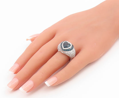 925 Sterling Silver Vintage Ring JUDITH RIPKA Topaz Love Heart  Sz 8  RG36865