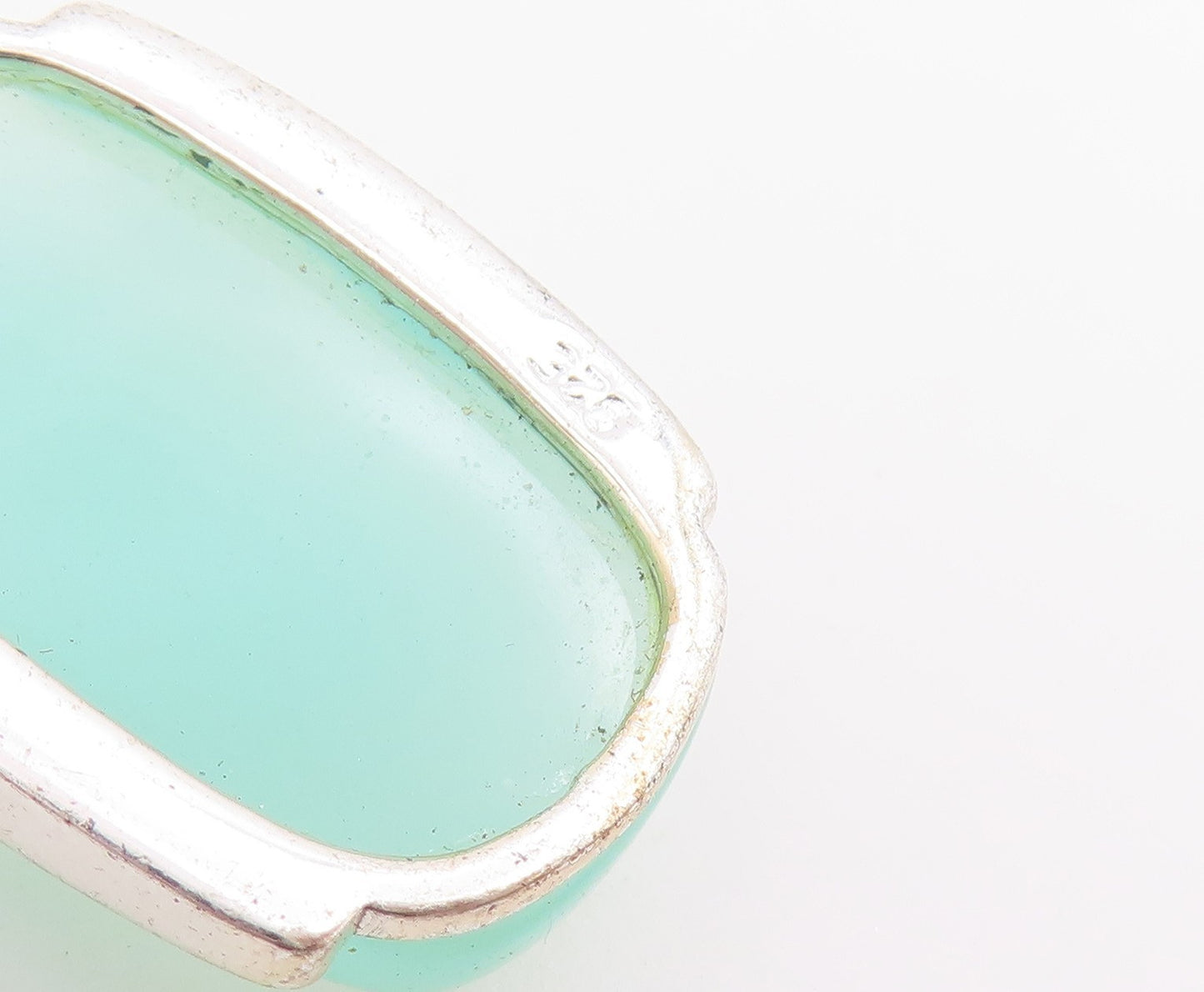 925 Sterling Silver Vintage Pendant Faceted Chalcedony Geometric Charm  PT26492
