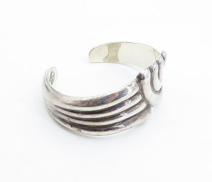 LOS BALLESTEROS 925 Silver Vintage Fluted Swirl Bypass Cuff Bracelet BT3103