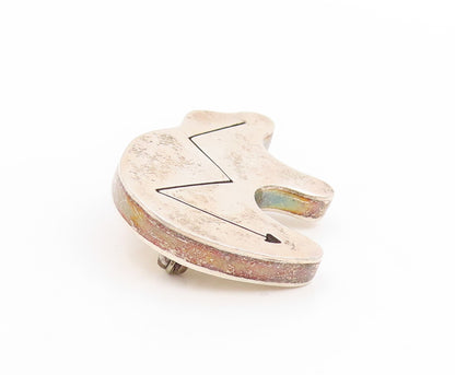925 Sterling Silver Vintage Brooch Pin MEXICO Modernist Heartline Bear  BP12259