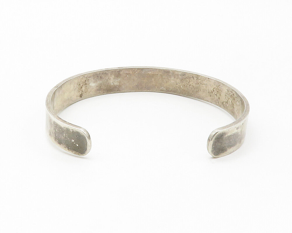 925 Sterling Silver  Vintage Oxidized Pattern Smooth Cuff Bracelet  BT5599