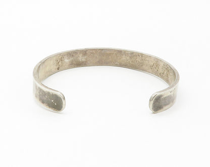 925 Sterling Silver  Vintage Oxidized Pattern Smooth Cuff Bracelet  BT5599