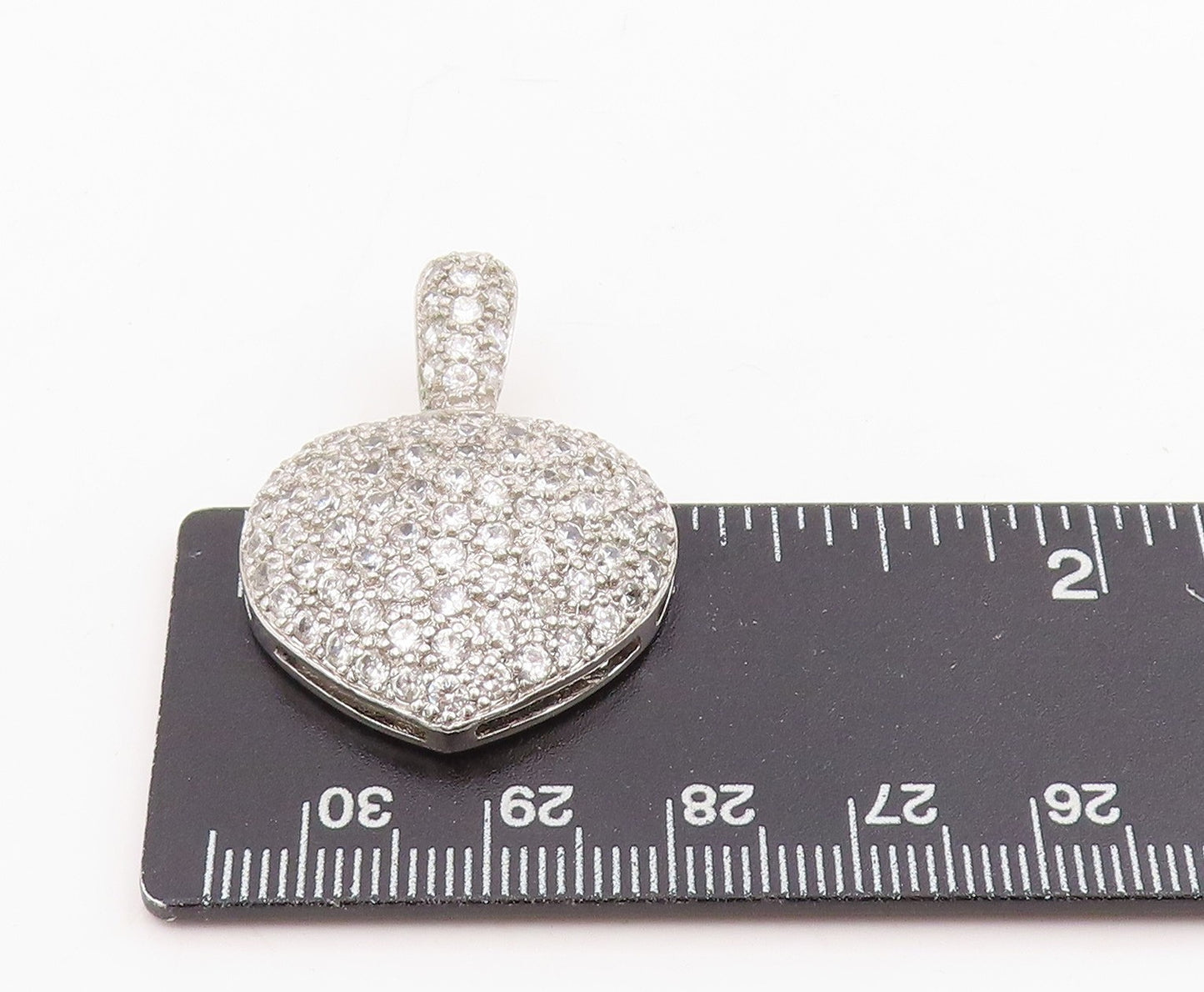 925 Sterling Silver Vintage Pendant Sparkling CZ Clustered Love Heart  PT25736