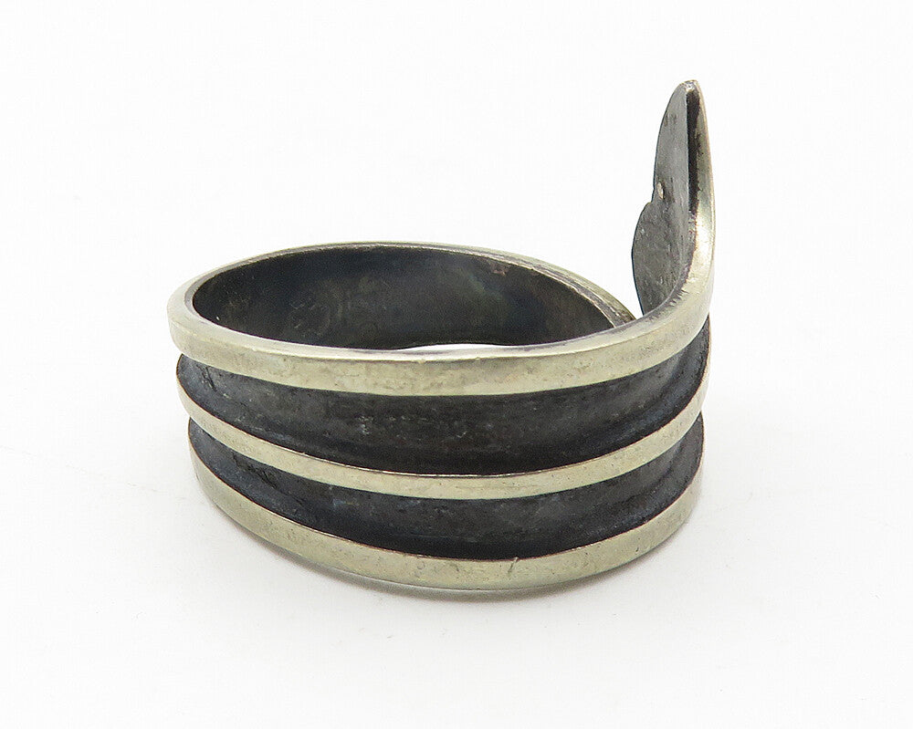 925 Sterling Silver  Vintage Antique Oxidized Wing Band Ring Sz 6  RG11549