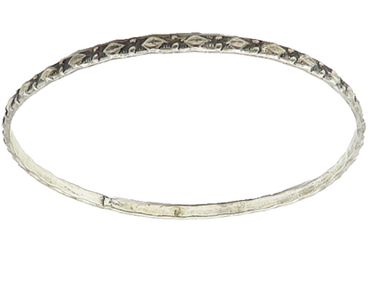 925 Sterling Silver  Vintage Dark Tone Raised Pattern Bangle Bracelet  BT4057