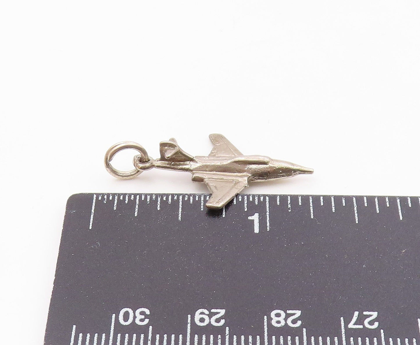 925 Sterling Silver  Vintage Petite Jet Plane Shiny Pendant  PT16980