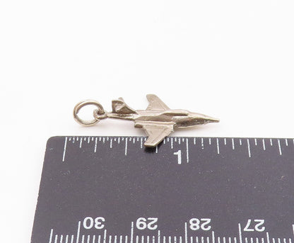 925 Sterling Silver  Vintage Petite Jet Plane Shiny Pendant  PT16980