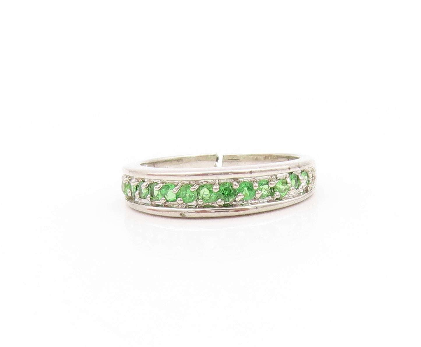 925 Sterling Silver Vintage Ring Minimalist Round Peridot Band  Sz 6  RG32931