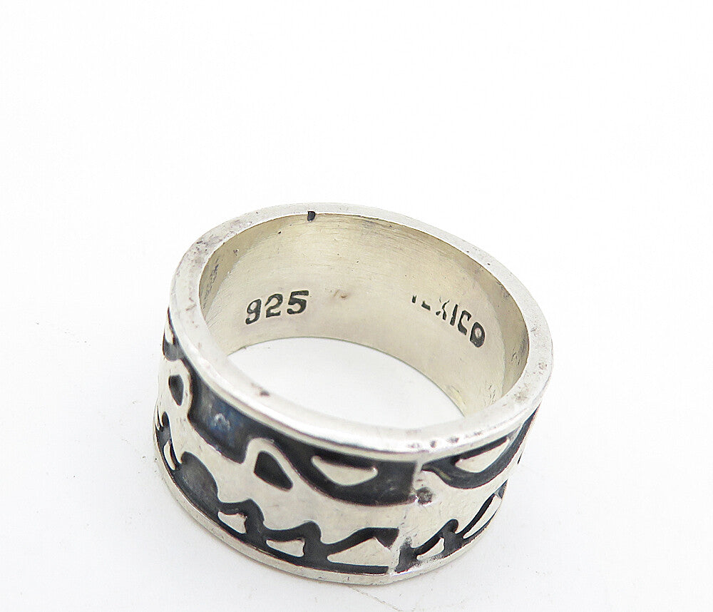 MEXICO 925 Sterling Silver  Vintage Oxidized Pattern Band Ring Sz 6  RG5503