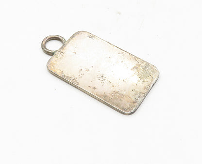 925 Sterling Silver  Vintage Oxidized I Love You Stamped Quote Pendant  PT7031