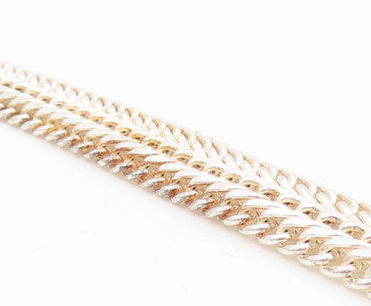925 Sterling Silver Vintage Bracelet Interwoven Braided Foxtail Chain  BT11565