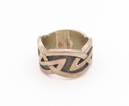 925 Sterling Silver Vintage Ring MEXICO Carved Celtic Knot Band  Sz 9.5  RG35595