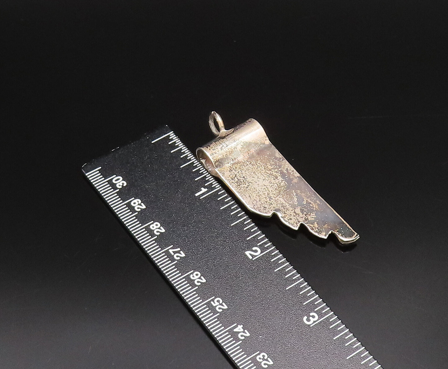 MIDDLE EAST 925 Sterling Silver Vintage Abstract Wavy Ends Pendant  PT21828