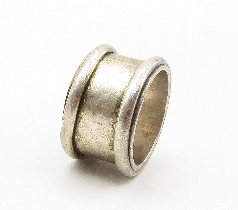 MEXICO 925 Sterling Silver  Vintage Raised Edge Smooth Band Ring Sz 10 RG15367