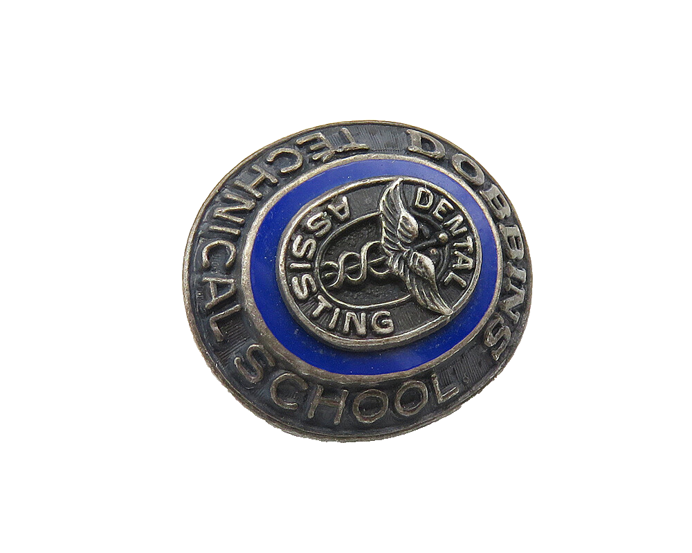 925 Sterling Silver  Vintage Enamel Dental Assisting School Brooch Pin  BP4190