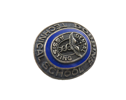 925 Sterling Silver  Vintage Enamel Dental Assisting School Brooch Pin  BP4190