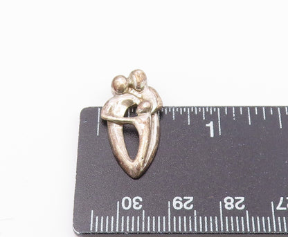 925 Sterling Silver  Vintage Modernist Family Love Motif Pendant  PT19658