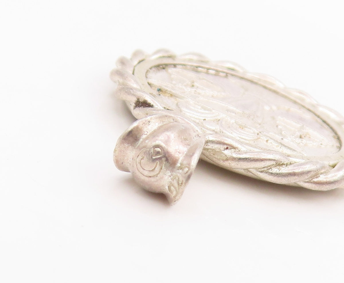 925 Sterling Silver Vintage Pendant Libra Zodiac Rope Edge Medallion  PT25760